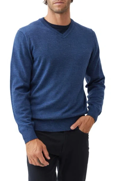 Rodd & Gunn Phoenix Merino Wool V-neck Sweater In Blue