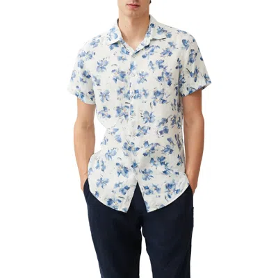 Rodd & Gunn Portland Island Floral Short Sleeve Linen Button-up Shirt In Ceramic