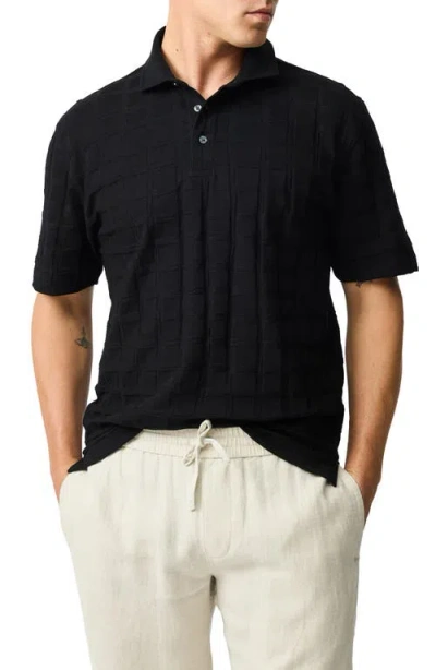 Rodd & Gunn Rosskeen Jacquard Regular Fit Polo Shirt In Noir