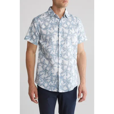 Rodd & Gunn Short Sleeve Linen & Cotton Blend Button-up Shirt In Blue/snow