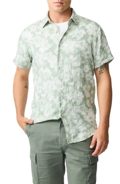 Rodd & Gunn Springflat Slim Fit Short Sleeve Linen Shirt In Pistachio
