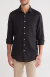 Rodd & Gunn Willowbank Sports Fit Linen Button-up Shirt In Black