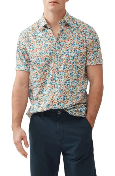 Rodd & Gunn The Forks Original Fit Floral Short Sleeve Cotton Button-up Shirt In Botanical