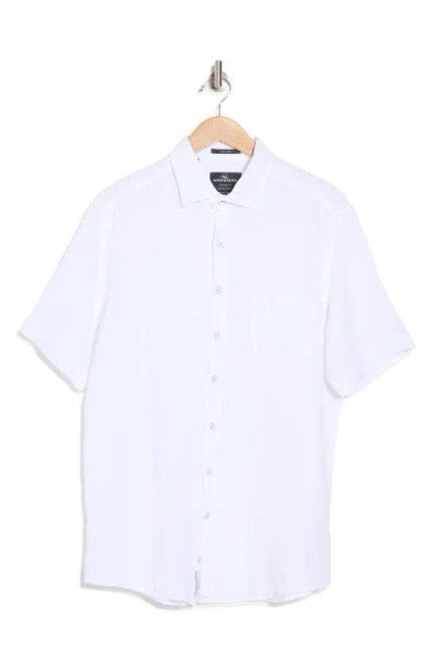 Rodd & Gunn Waiheke Original Fit Short Sleeve Linen Button-up Shirt In Snow