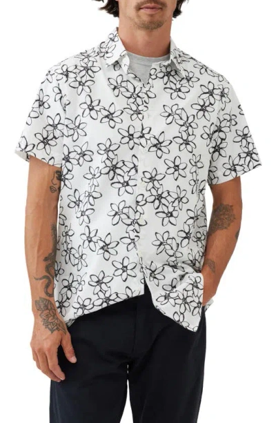 Rodd & Gunn Wingrove Floral Short Sleeve Button-up Shirt In Snow