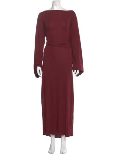 Pre-owned Rodebjer Bateau Neckline Long Dress In Burgundy