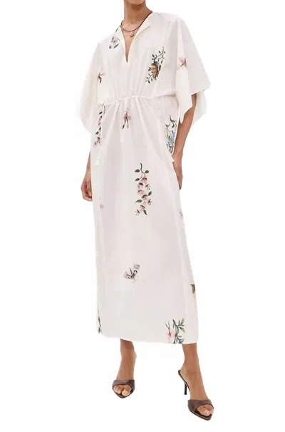 Rodebjer Begonia Cotton Poplin Maxi Dress In Cream Multi Duchess In White