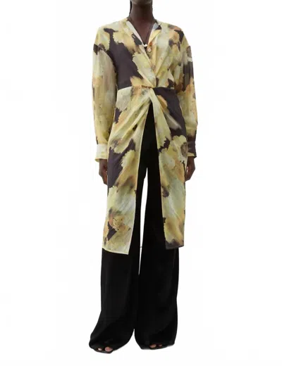 Rodebjer Cecilie Long Blouse In Blurry Flower Brown