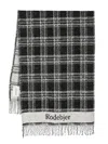 Rodebjer Check-pattern Fringed Scarf In 黑色