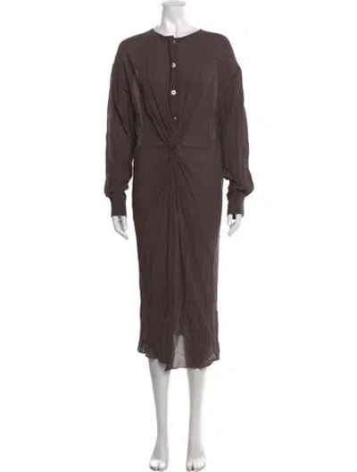 Pre-owned Rodebjer Crew Neck Long Dress W/ Tags In Brown