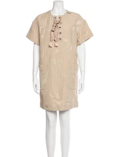 Pre-owned Rodebjer Crew Neck Mini Dress In Neutral