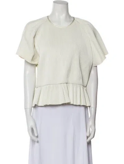 Pre-owned Rodebjer Crew Neck Short Sleeve Crop Top In Neutral