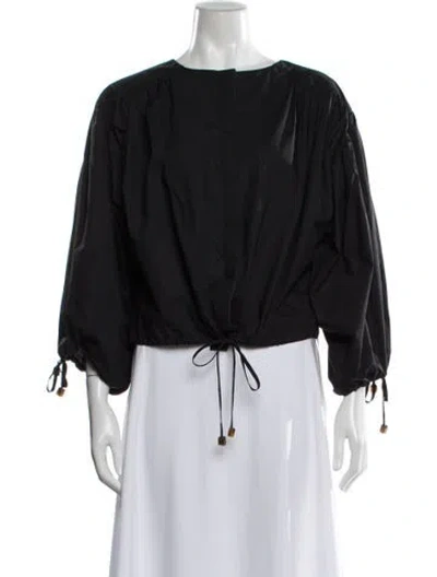 Pre-owned Rodebjer Crew Neck Three-quarter Sleeve Top In Black
