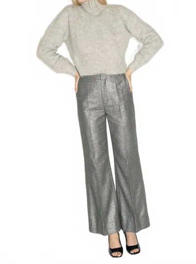 Rodebjer Emma Flared Leg Pants In Pinstripe In Silver
