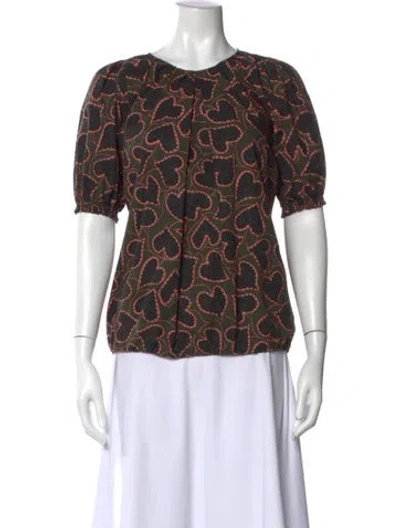 Pre-owned Rodebjer Floral Print Crew Neck Blouse In Multi