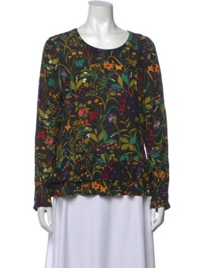Pre-owned Rodebjer Floral Print Crew Neck Blouse In Multicolor