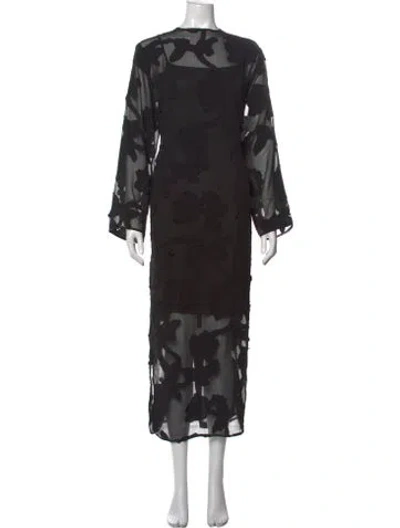 Pre-owned Rodebjer Floral Print Long Dress In Black