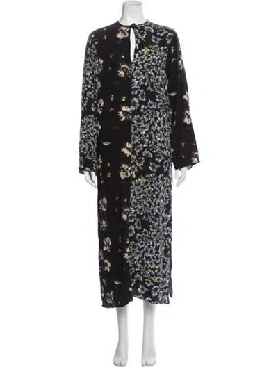 Pre-owned Rodebjer Floral Print Long Dress In Black