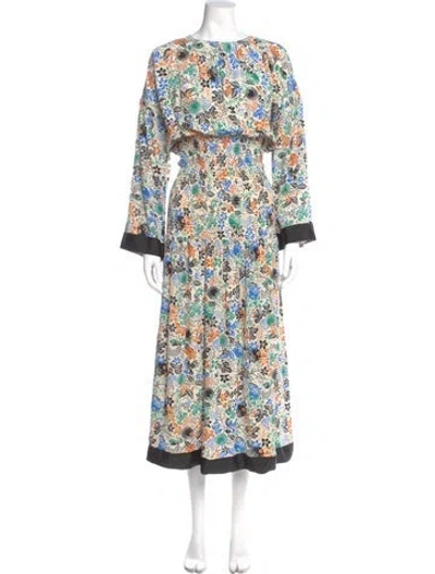 Pre-owned Rodebjer Floral Print Long Dress In Neutral