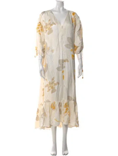 Pre-owned Rodebjer Floral Print Long Dress In Neutral