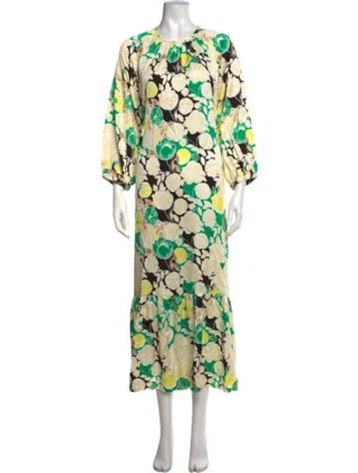 Pre-owned Rodebjer Floral Print Long Dress In Neutrals