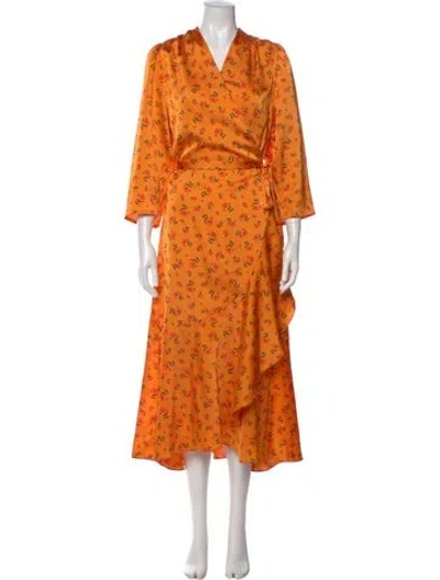 Pre-owned Rodebjer Floral Print Long Dress In Orange