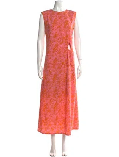 Pre-owned Rodebjer Floral Print Long Dress In Orange