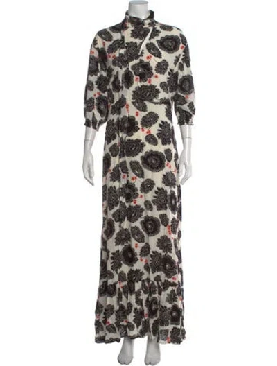 Pre-owned Rodebjer Floral Print Long Dress In White