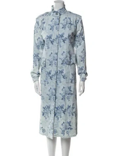 Pre-owned Rodebjer Floral Print Midi Length Dress In Blue