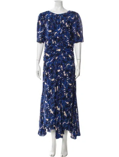 Pre-owned Rodebjer Floral Print Midi Length Dress In Blue