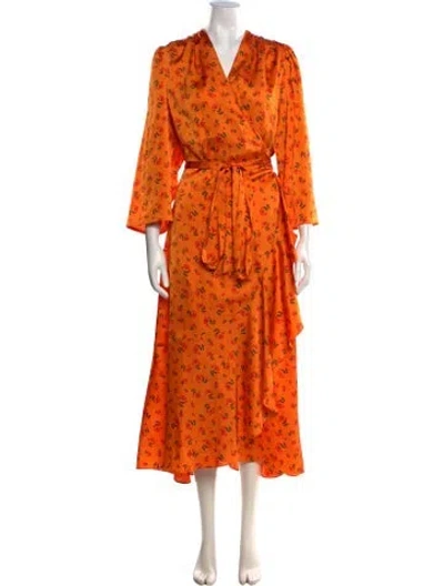 Pre-owned Rodebjer Floral Print Midi Length Dress In Orange