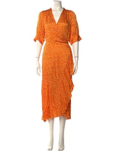 Pre-owned Rodebjer Floral Print Midi Length Dress W/ Tags In Orange
