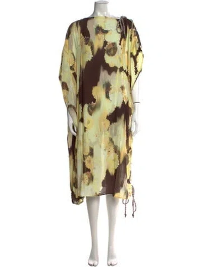 Pre-owned Rodebjer Floral Print Midi Length Dress W/ Tags In Yellow