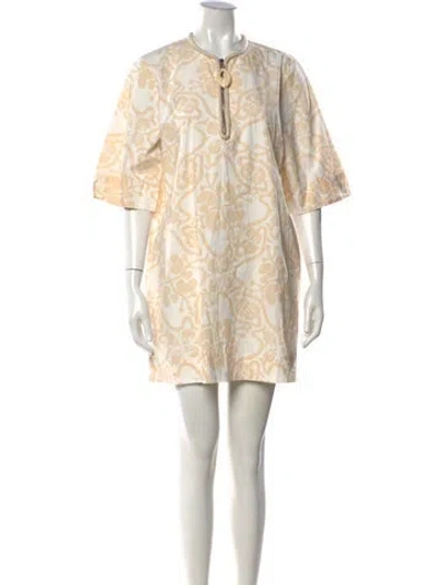 Pre-owned Rodebjer Floral Print Mini Dress In Neutrals
