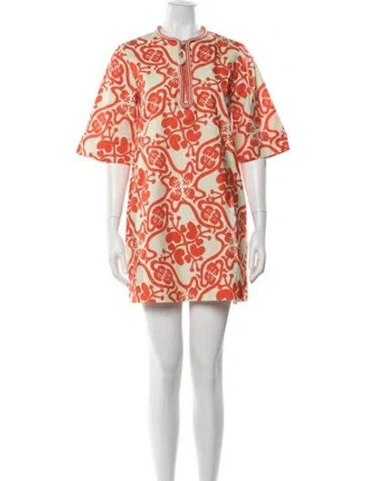 Pre-owned Rodebjer Floral Print Mini Dress In Neutrals