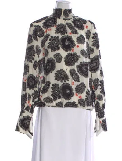 Pre-owned Rodebjer Floral Print Mock Neck Blouse In Multi
