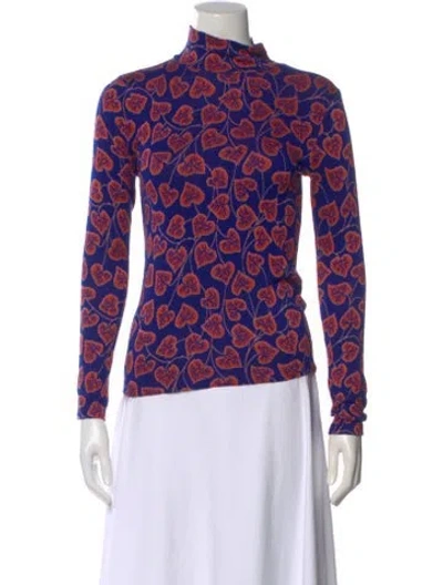 Pre-owned Rodebjer Floral Print Mock Neck Top In Purple