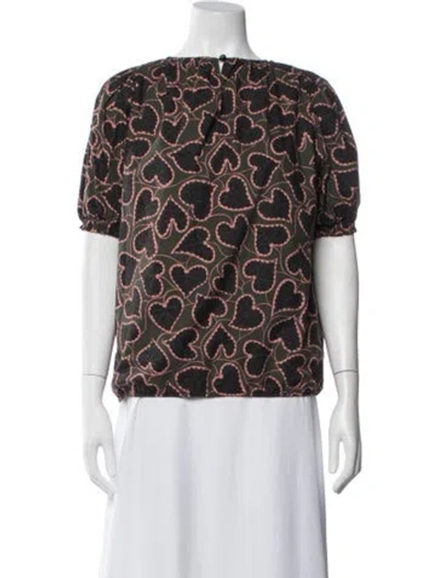 Pre-owned Rodebjer Floral Print Scoop Neck Blouse In Green