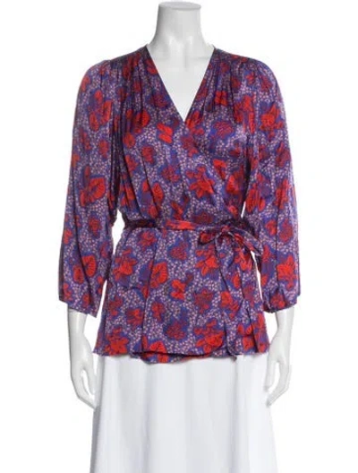 Pre-owned Rodebjer Floral Print V-neck Blouse In Multi
