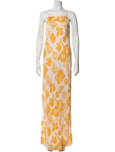Pre-owned Rodebjer Graphic Print Long Dress In Neutral