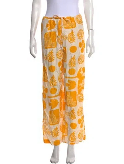 Pre-owned Rodebjer Graphic Print Wide Leg Pants In Multicolor