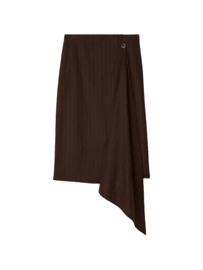Rodebjer Josefina Pinstripe Midi Wrap Skirt In Brown