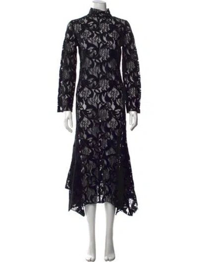 Pre-owned Rodebjer Lace Pattern Midi Length Dress In Black