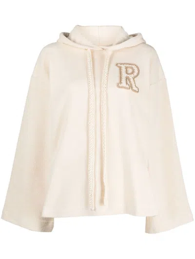 Rodebjer Logo-letter Knitted Hoodie In Bianco