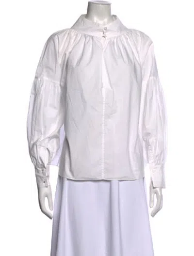 Pre-owned Rodebjer Long Sleeve Blouse In White