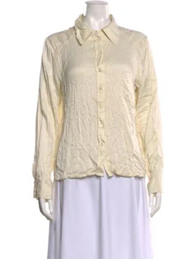 Pre-owned Rodebjer Long Sleeve Button-up Top In Neutral