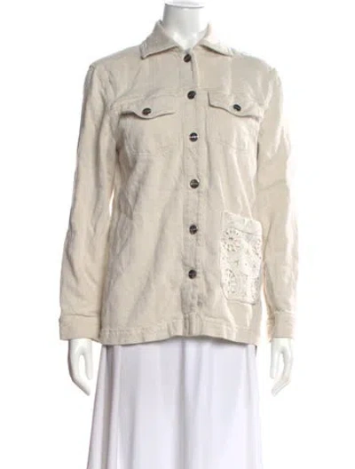 Pre-owned Rodebjer Long Sleeve Button-up Top In Neutral