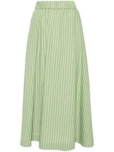 Rodebjer Marla Striped Midi Skirt In Green