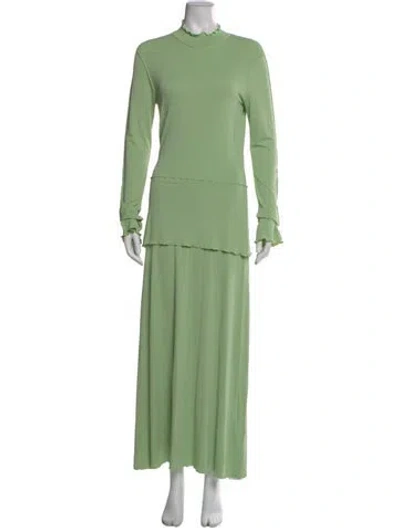 Pre-owned Rodebjer Mock Neck Long Dress In Green