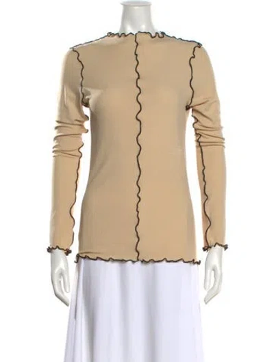 Pre-owned Rodebjer Mock Neck Long Sleeve Blouse In Neutral